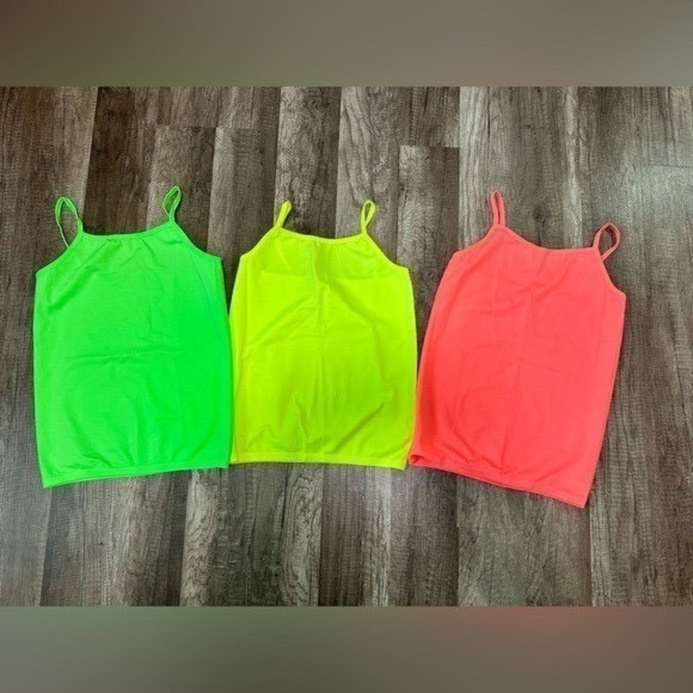Pinkhouse Girls‎ Neon Camisole Tank Tops 3 Pack Green Yellow Coral